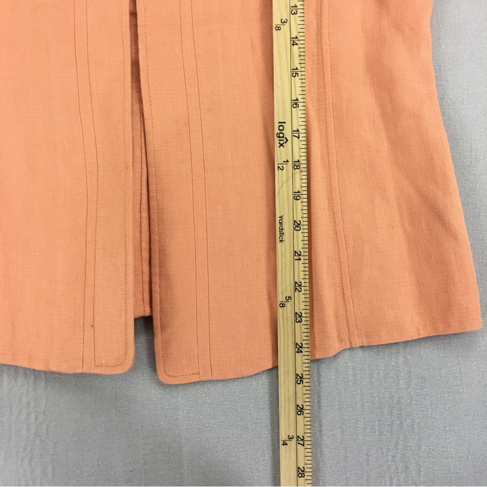 Linda Allard Ellen Tracy Linen Jacket Women's Size 10 Open Front Lined  Salmon - Picture 13 of 13